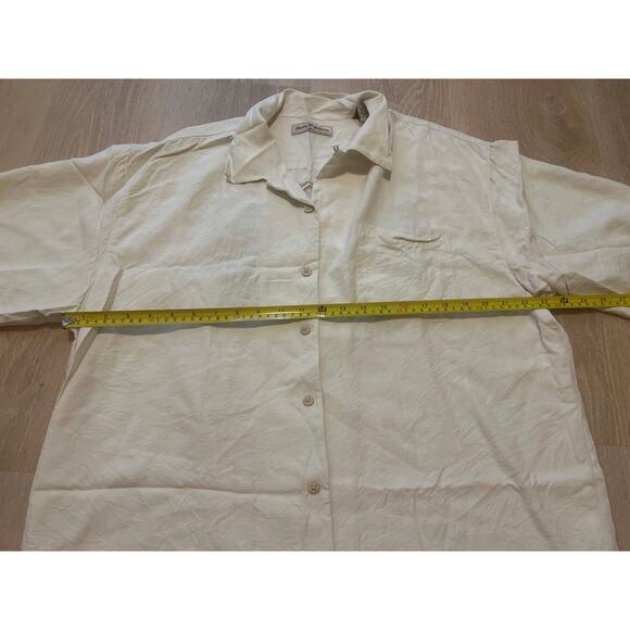 Tommy Bahama Shirt High Class Hotel 100% Silk Rayon Camp Shirt Men's XL Cream - Picture 7 of 7